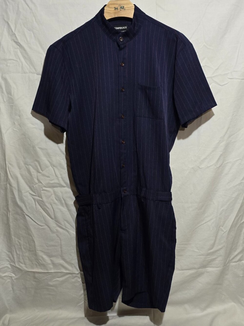 ROMPERJACK Men's Navy Chateaux Romper - Navy Hot Pink Striped - Sz L*